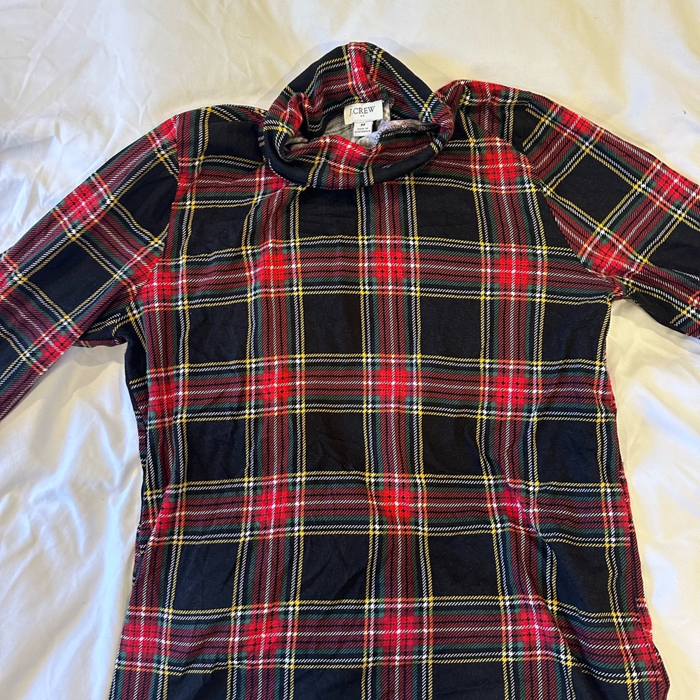 J.Crew Red Plaid Turtleneck Top